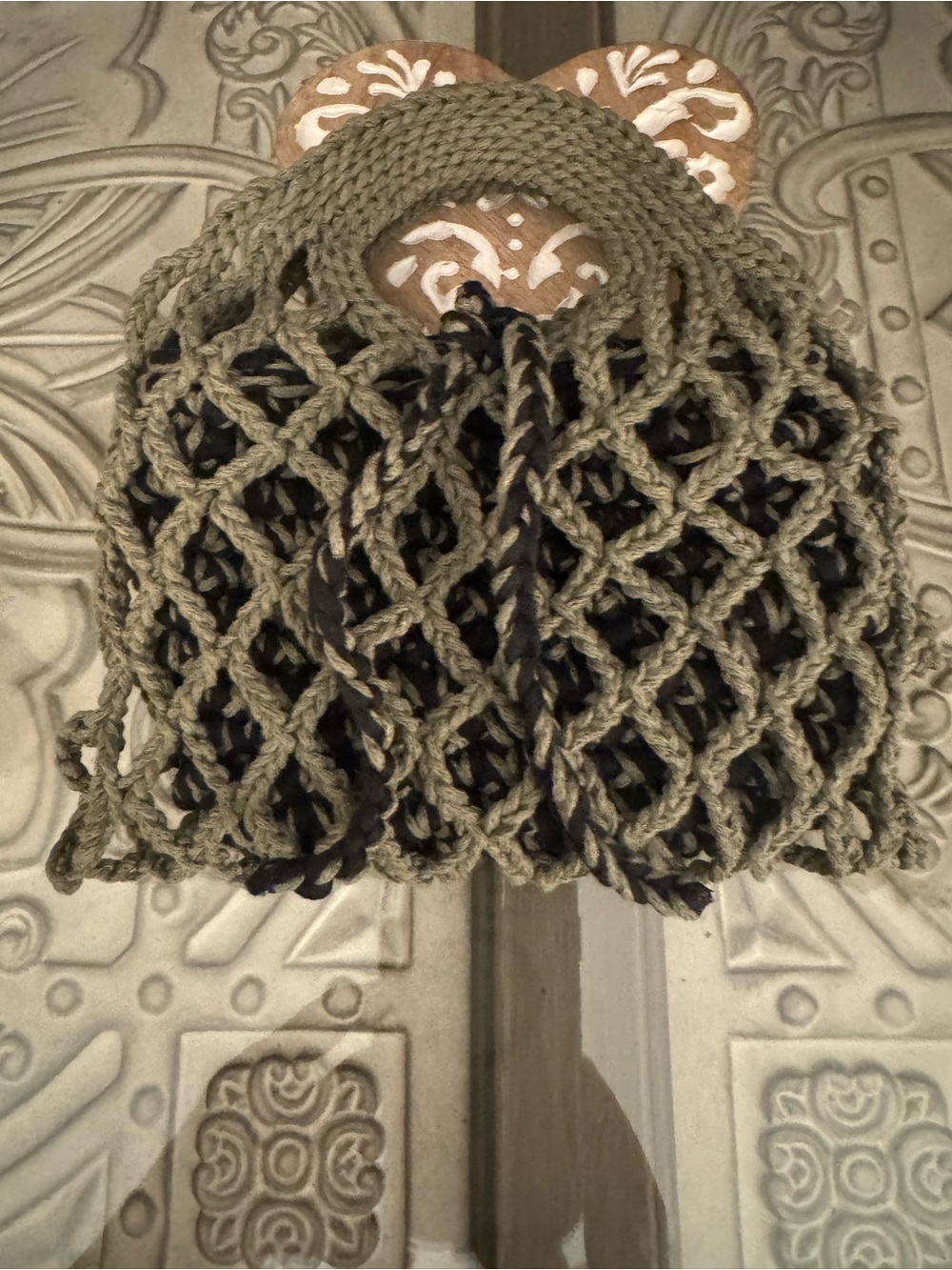 Bonita Bolso Handmade Olive Green Crochet Market Tote by Yvonne